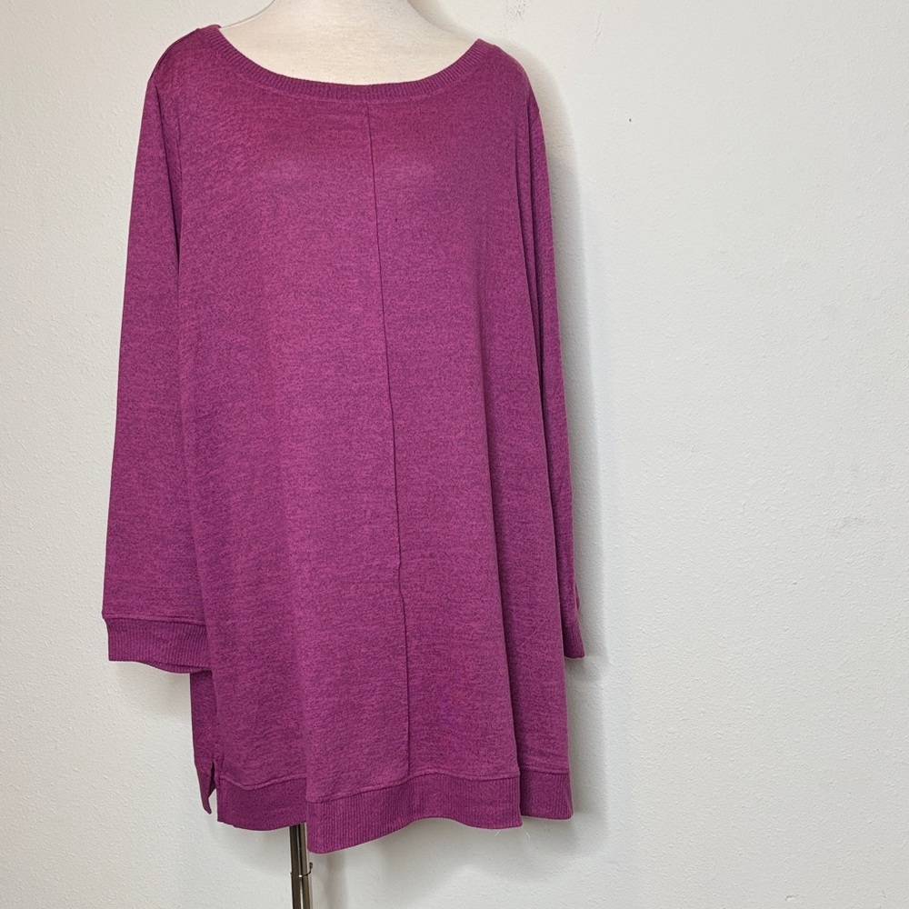 D&co. Active Size 3X Elegant Fuchsia Women's Crew Neck Sweater